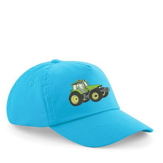 Child's Cap With Embroidered Tractor( Green/Yellow) (B10b )