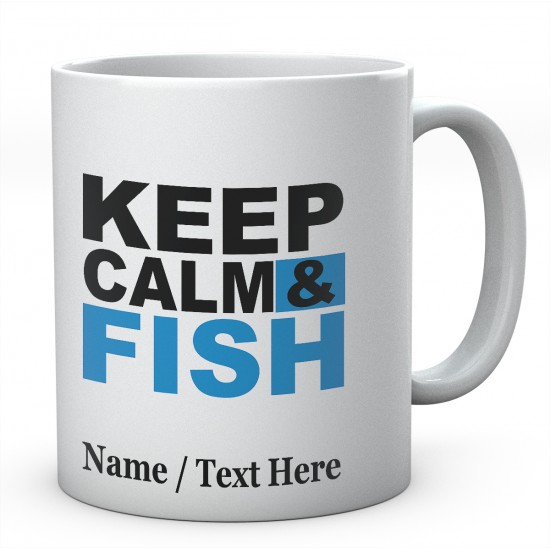  Keep Calm & Fish - Personalised Ceramic Fishing Mug.