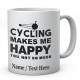 Cycling Makes Me Happy ....Personalised Ceramic Mug