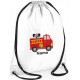 Personalised Fire Engine Gym Bag, Embroidered Kids Drawstring Bag, Children's School PE Bag, Swim Bag | Premium Bag Customise with any Name