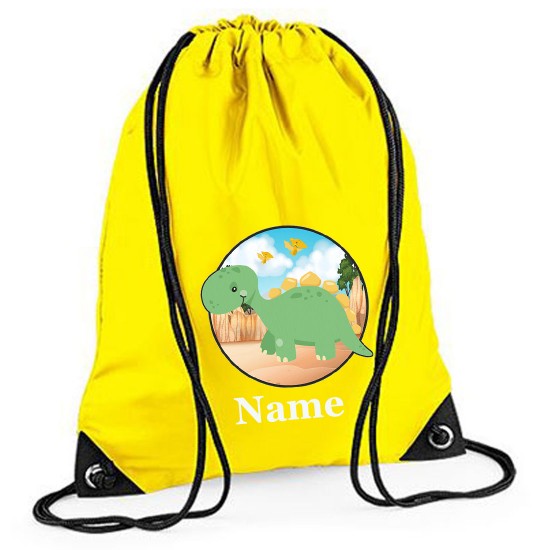 Drawstring Personalised Dinosaur Printed Gym Bags