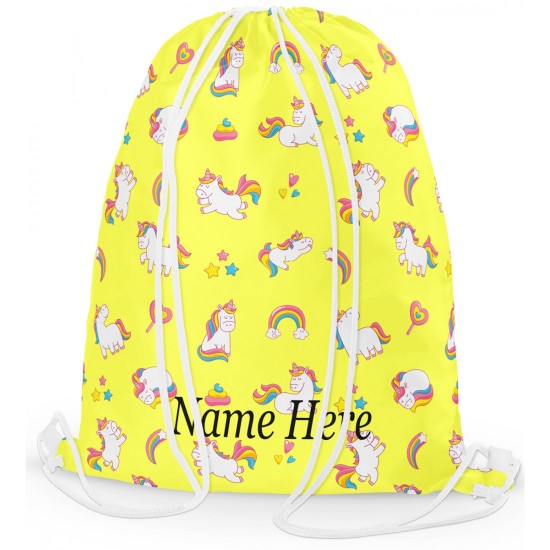 Personalised Unicorn Printed Pattern Gym Bag