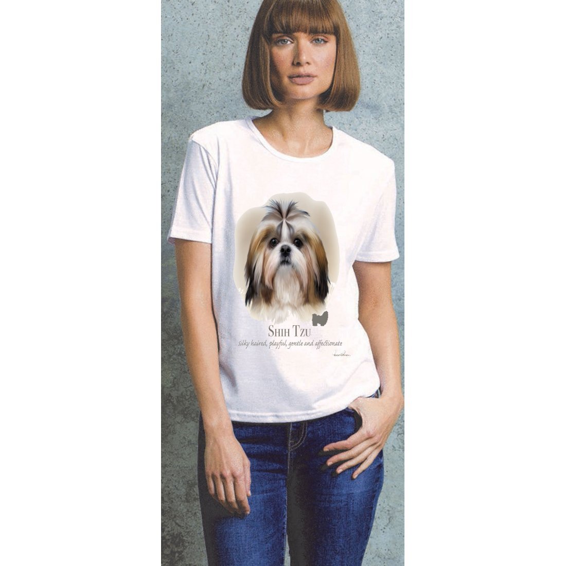 Animal T-Shirts For Women : Shih Tzu Ladies T Shirt