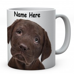 Chocolate Labrador Mug, Personalised With Name/ Message With Labrador Puppy Dog Image On Ceramic Tea/Coffee Mugs Ideal Dog Gift
