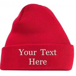 Adults Personalised Embroidered Any Name Unisex Cuffed Knitted Beanie/Hat