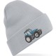 Embroidered Blue Tractor, Unisex Adults Beanie/Hat with Cuff 