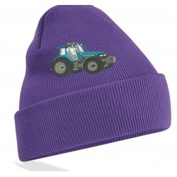 Embroidered Blue Tractor Unisex  Beanie/Hat with cuff 