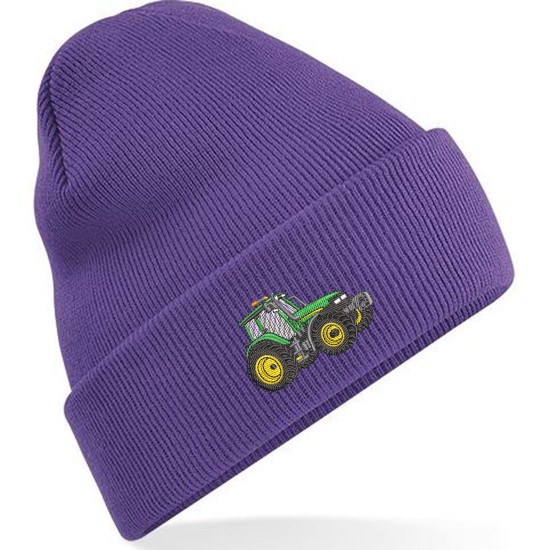  Embroidered Green Tractor Adults Unisex Beanie/Hat with Cuff .