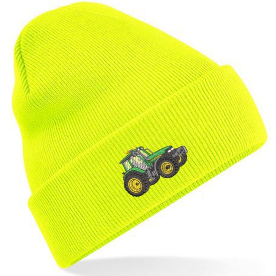  Embroidered Green Tractor Adults Unisex Beanie/Hat with Cuff .