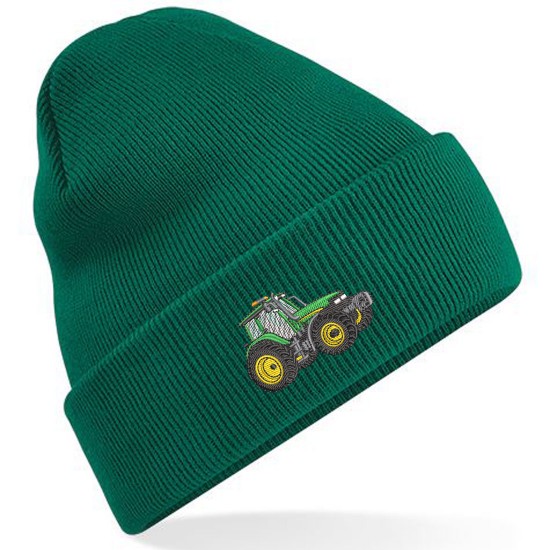  Embroidered Green Tractor Adults Unisex Beanie/Hat with Cuff .