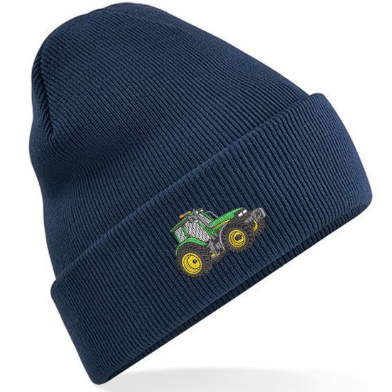  Embroidered Green Tractor Adults Unisex Beanie/Hat with Cuff .