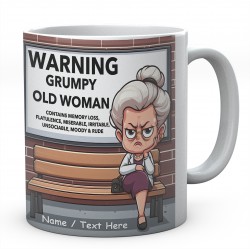 Personalised Warning Grumpy Old Woman Mug Gift Ideal Coffee / Tea