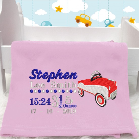 Personalised Car Baby Blanket (Birth Block)