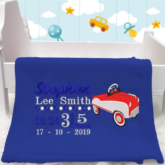 Personalised Car Baby Blanket (Birth Block)