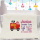 Personalised Fire Engine Baby Blanket (Birth Block)