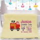 Personalised Fire Engine Baby Blanket (Birth Block)