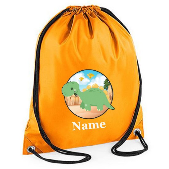 Drawstring Personalised Dinosaur Printed Gym Bags