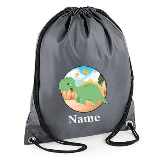 Drawstring Personalised Dinosaur Printed Gym Bags