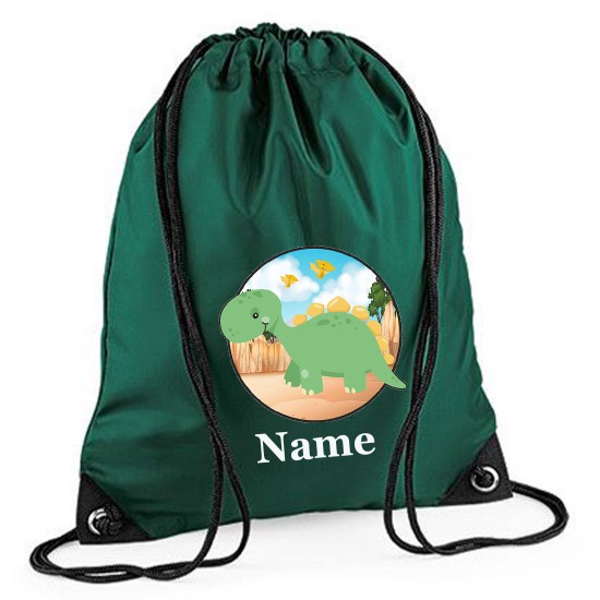 Drawstring Personalised Dinosaur Printed Gym Bags