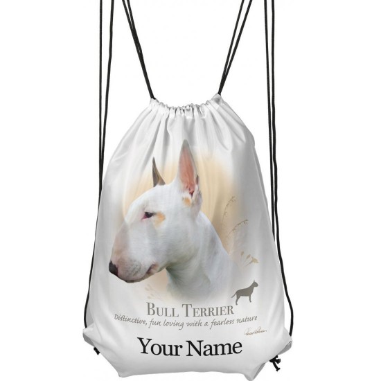 Personalised Bull Terrier Drawstring Gym Bag