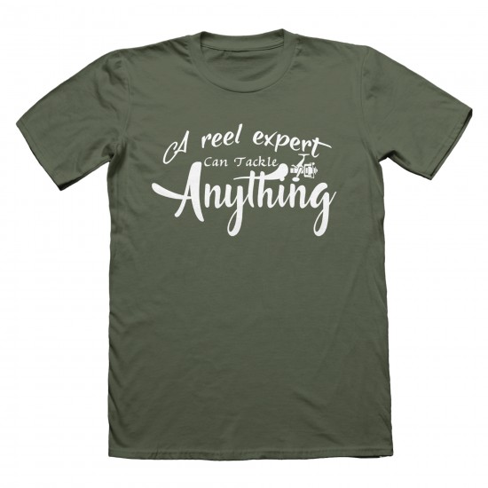 A Reel Expert Can Tackle Anything Fishing T Shirt Funny Mens Unisex Fisherman Angling Gift