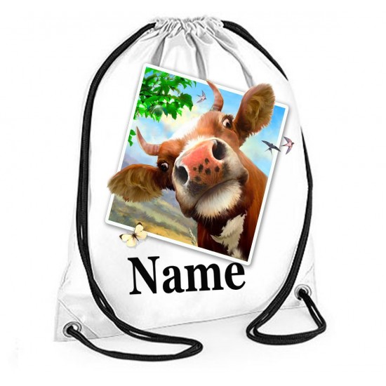 Personalised Cow Selfie Gym Bag