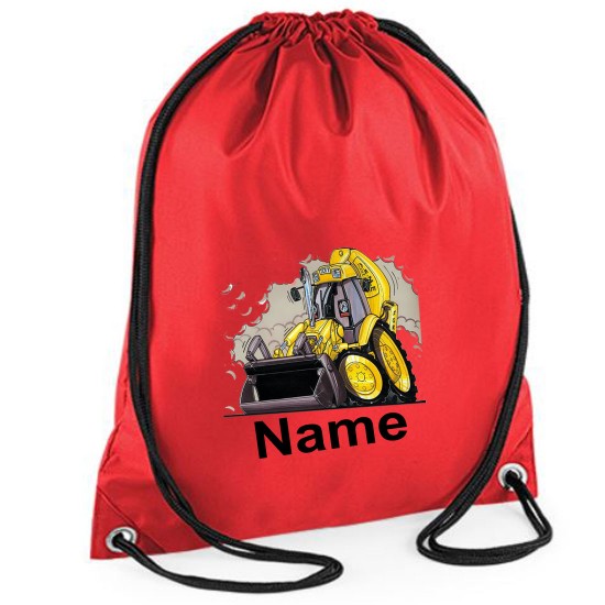 Personalised Koolart Yellow Digger 0174 Printed Gym Bag