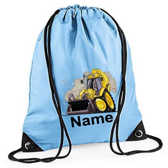 Personalised Koolart Yellow Digger 0174 Printed Gym Bag