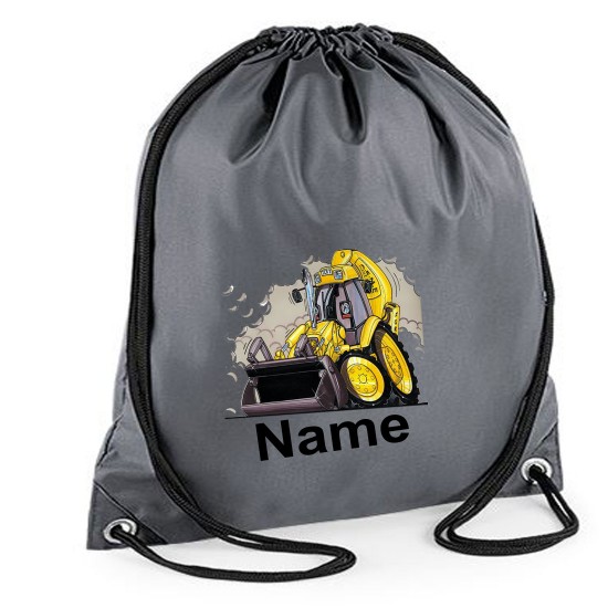 Personalised Koolart Yellow Digger 0174 Printed Gym Bag