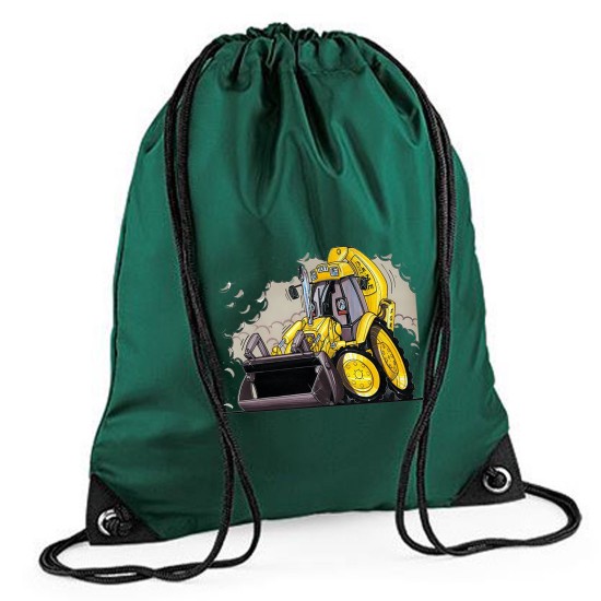 Personalised Koolart Yellow Digger 0174 Printed Gym Bag