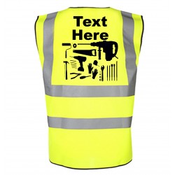 Printed Personalised Kids Tool Design Hi vis vest/waistcoat Printed safety high visibility vests or jackets with your text printed vests