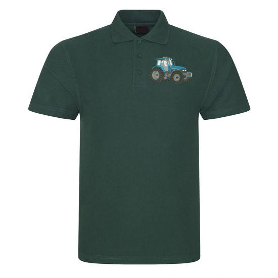 Polo Shirt Embroidered Blue Tractor  