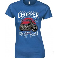 Ladies -West Coast -Chopper Motorcycles Garage- Live to Ride T-Shirt