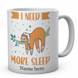 I Need More Sleep Personalised Sloth Ceramic Mug 