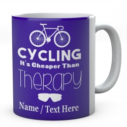 Cycling It's Cheaper Than Therapy-Personalised Mug