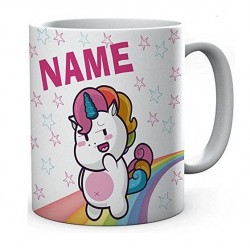 Personalised Printed Shy Unicorn Ceramic Mug 