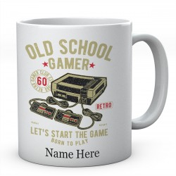 Personalised Old School Gamer, Let's Start The Game Born To Play Mug