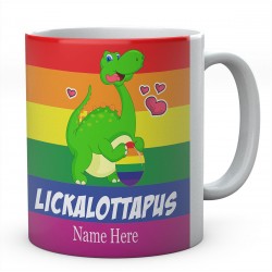 Personalised Lickalottapus Rainbow Background Mug