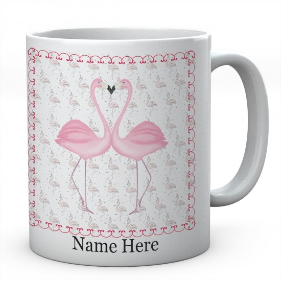 Flamingo love heart Personalised Ceramic Mug