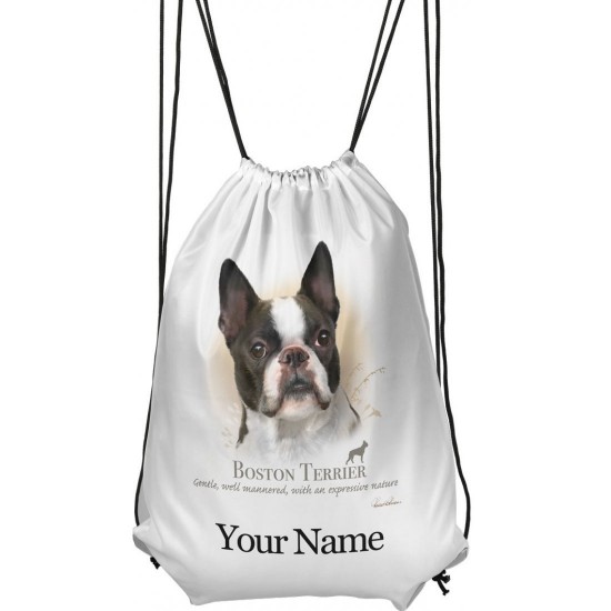 Personalised Boston Terrier Drawstring Gym Bag