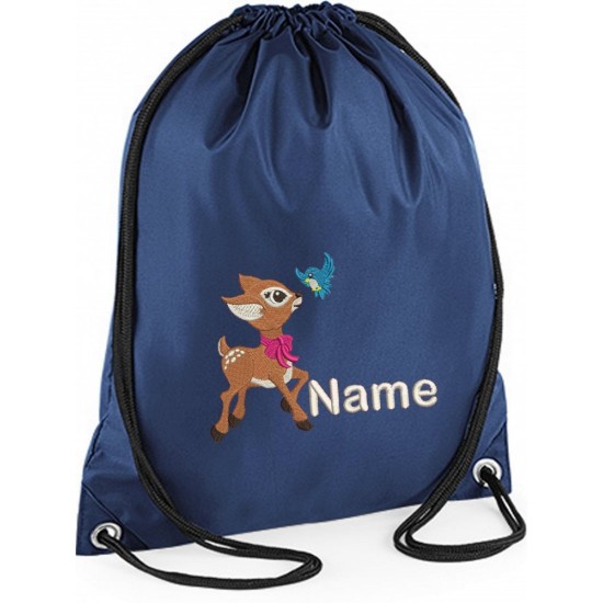 Embroidered Personalised Baby Deer Gym Bag