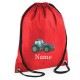 Personalised Embroidered Blue Tractor Drawstring Gym Bag