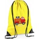 Personalised Fire Engine Gym Bag, Embroidered Kids Drawstring Bag, Children's School PE Bag, Swim Bag | Premium Bag Customise with any Name