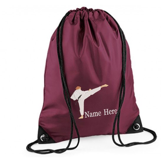 Personalised Embroidered Karate Drawstring Gym Bag.