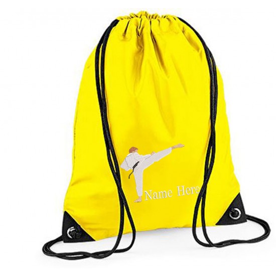 Personalised Embroidered Karate Drawstring Gym Bag.