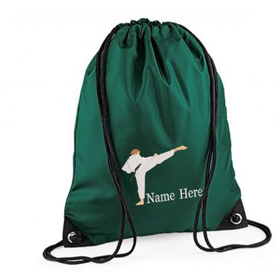 Personalised Embroidered Karate Drawstring Gym Bag.