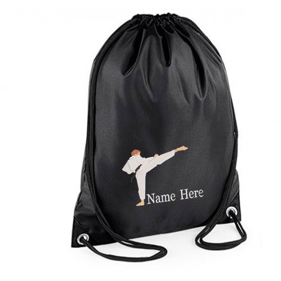 Personalised Embroidered Karate Drawstring Gym Bag.