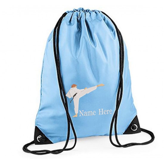 Personalised Embroidered Karate Drawstring Gym Bag.