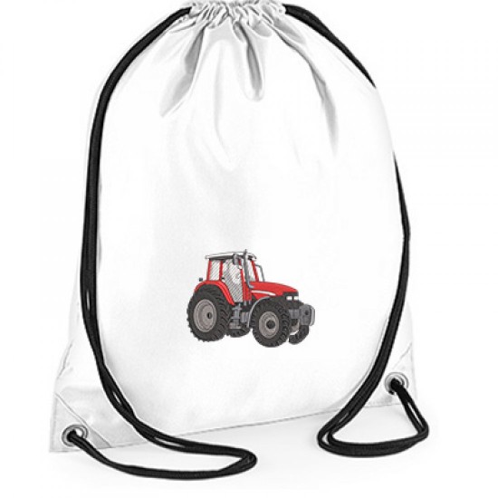 Personalised EMBROIDERED Red Tractor Drawstring Gym Bag 