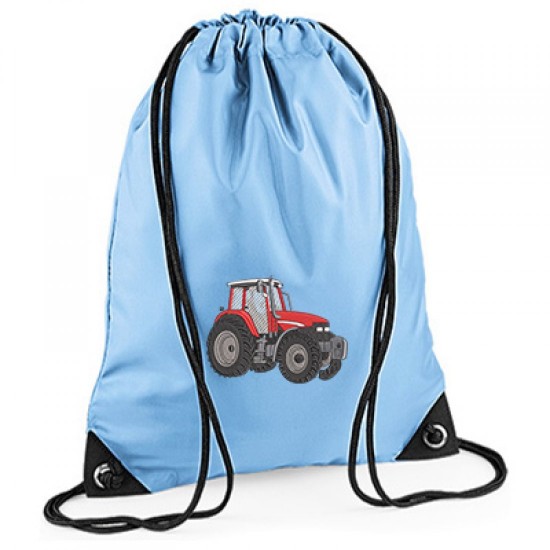 Personalised EMBROIDERED Red Tractor Drawstring Gym Bag 